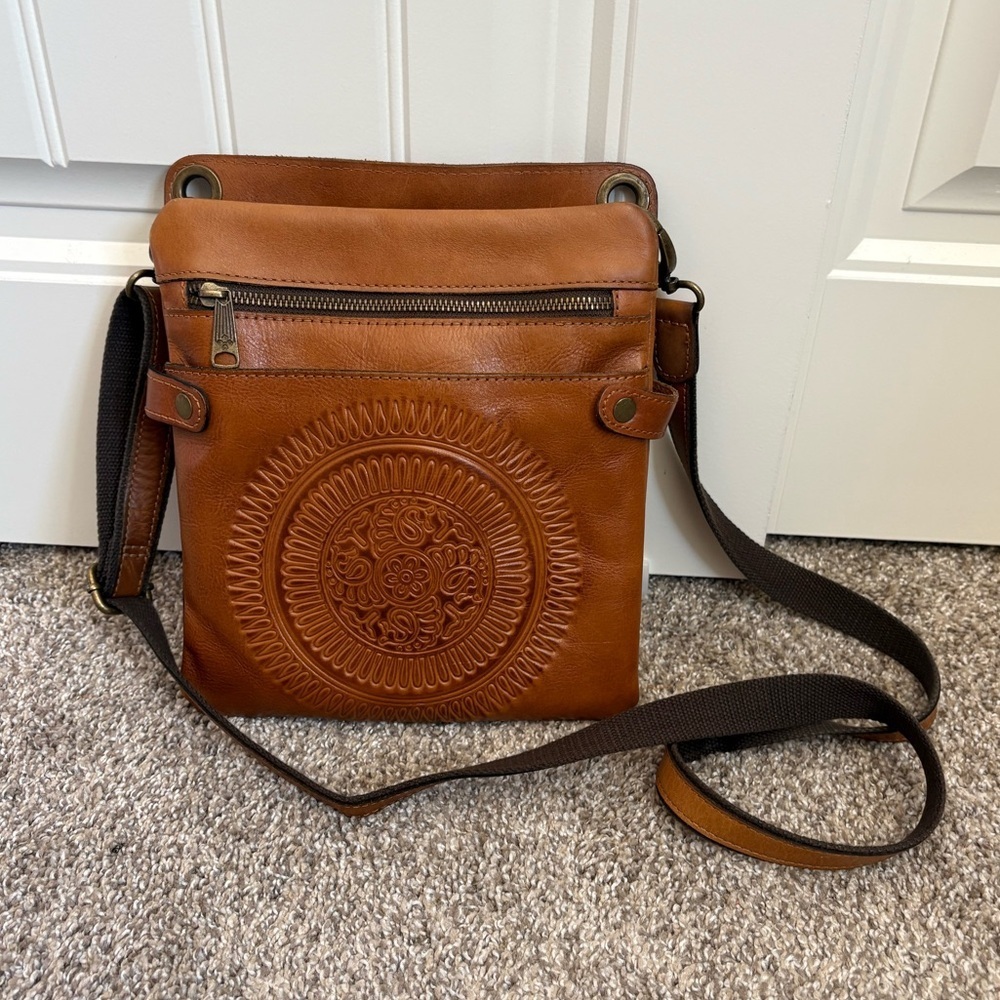 Patricia Nash Prizzi Tooled Leather Crossbody Bag